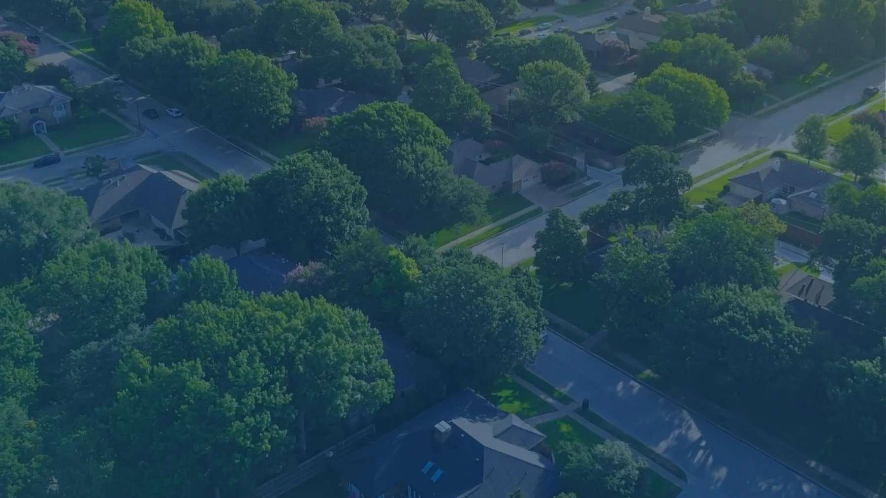 Aerial view of a tree-lined residential neighbourhood in McKinney, Texas